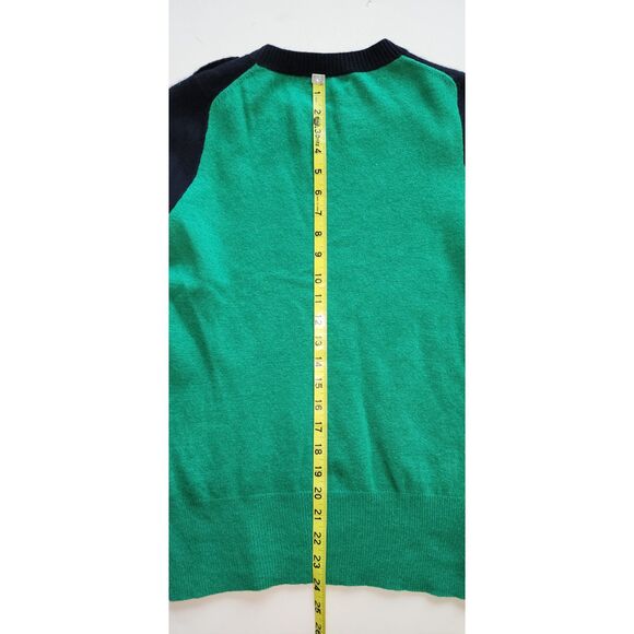 J. Crew Blue & Green Wool Cashmere Blend Sweater Elbow Patches Size S - Picture 9 of 10